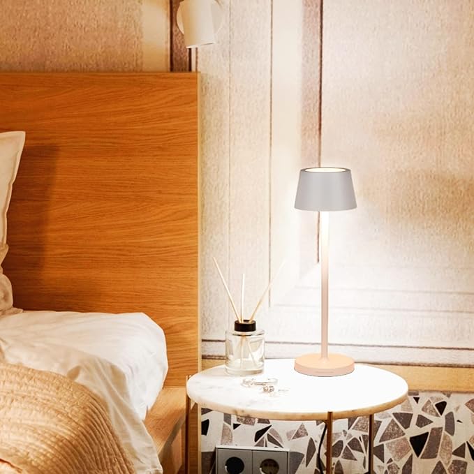 Rechargeable LED Wireless Desk Lamp,with IP54 Waterproof Function and Touch Dimming Table Lamps,Suitable for Indoor and Outdoor Lighting White