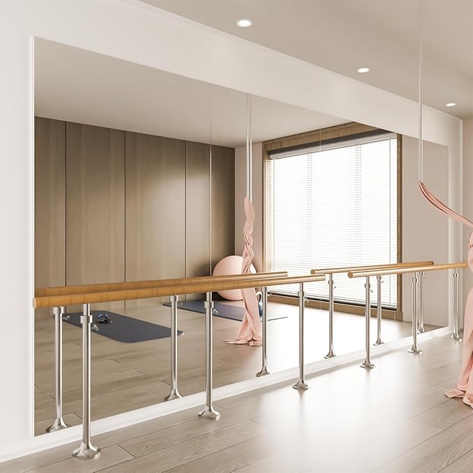 brisafe 2PCS 63" x 20" Gym Mirror - Full Length Wall Mirror for Gyms, Dance Studios, Home and Yoga - Easy Installation, Ultra Light Shatterproof Nano Miorror Reduces 60% Commercial Insurance Costs