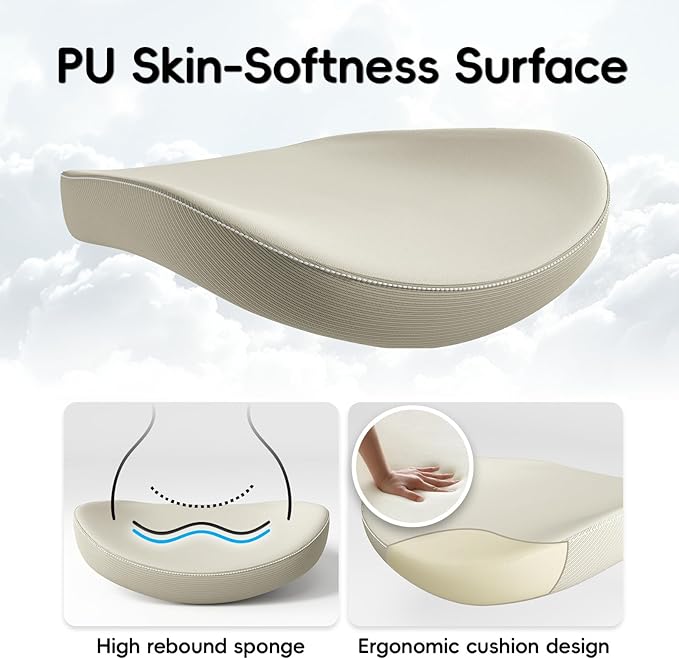 Office Home Ergonomic Desk Chair-Computer X-Shaped Chair Mesh PU Leather with Adjustable Lumbar Support-Executive Chair High Back Flip-Up Arms for Long Hours (Beige-No Headrest)