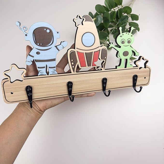 Dog Leash Holder for Wall Mount, Farmhouse Wooden Dog Claw Hooks, Paws Key Rack Accessories for Rustic Home Decor (Space)