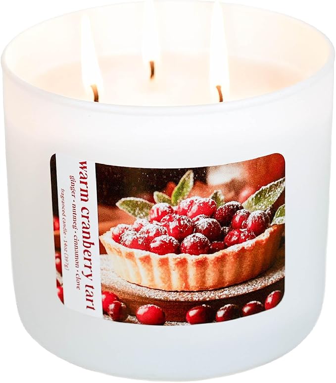 Colonial Candle Holiday Scented Candle, Warm Cranberry Tart, 14 oz - Made in The USA