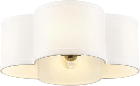 Black Flush Mount Ceiling Light, 4-Light 14Inch Light Fixtures Ceiling Mount with Fabric Shade in Quatrefoil Shape, Ceiling Light for Nursery Hallway Bedroom Kitchen, AD-22007-4C-BK