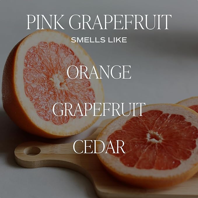 Sweet Water Decor Pink Grapefruit Scented Candles - Soy Candles with Grapefruit, Musk & Cedar for Home Decor - Candle Wax with 50 Hours Burn Time - 11Oz Wood Lid White Jar Candles for Home Scented