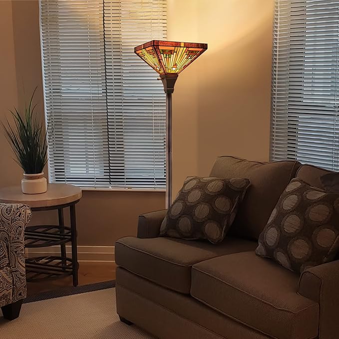 Capulina Amber Brown Series Tiffany Torchiere Floor Lamp Wall Sconces Decor for Living Room Bedroom Study Room