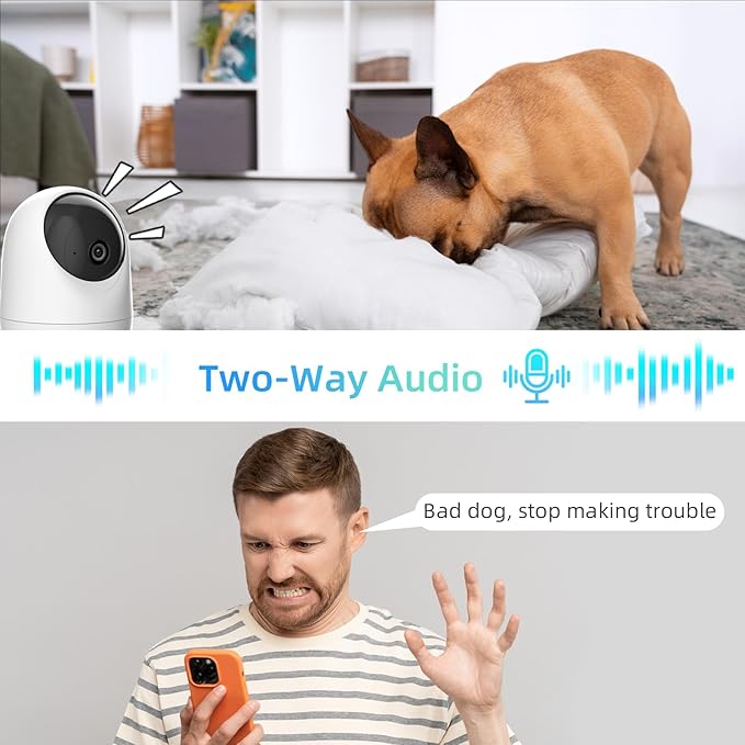 Rraycom 2K Pan/Tilt Security Camera for Baby Monitor, 5G Dog Camera w/Motion Detection&Crying Detection, 2-Way Audio, Siren, Night Vision, Motion Tracking,Cloud & SD Card Storage, Works/Alexa,3Pack