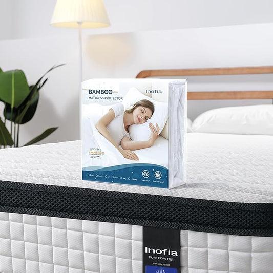 Inofia Queen Mattress 12 inch - Hybrid Queen Size Mattresses Cool Bed with Waterproof Mattress Protector Included, Medium Firm Feel, Motion Isolation, 101 Nights Trial