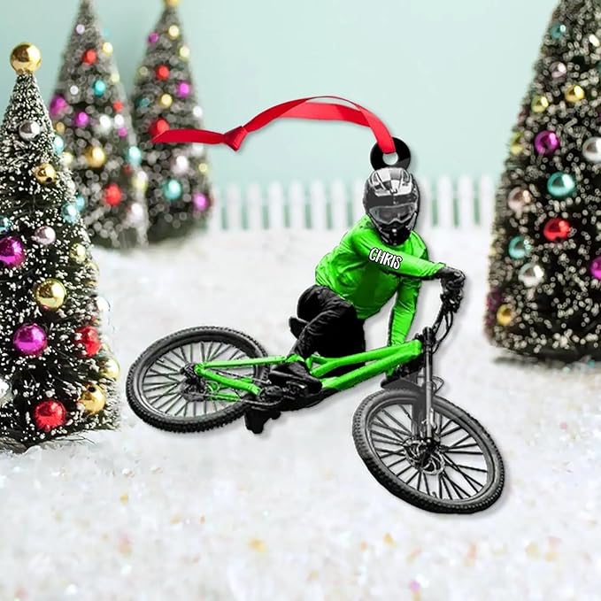 UrbanNEST Personalized Mountain Bike Christmas Ornament, Bicycle Ornaments for Christmas Tree, Mountain Bike Ornament, Bicycle Ornaments, Biker Girl Gifts, Gifts for Cyclist, Xmas Decorations