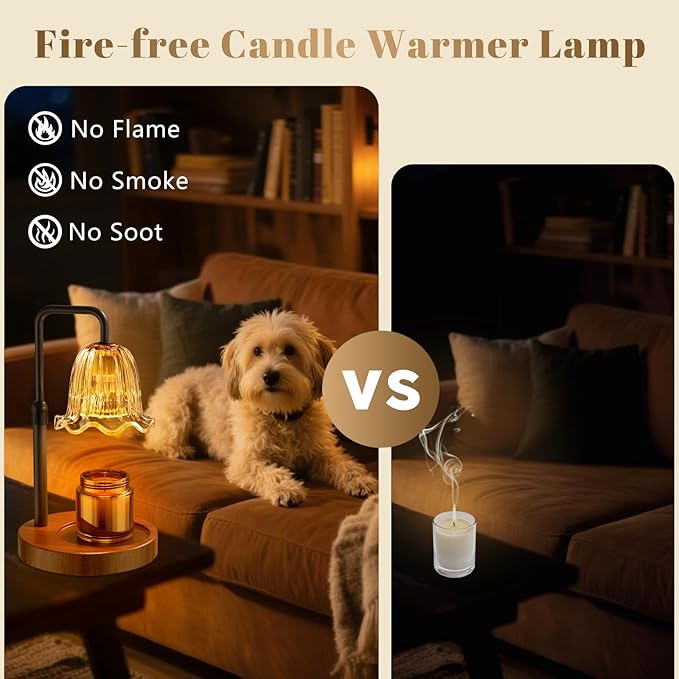 WarmEmbrace Candle Warmer Lamp with Timer Dimmer, Electric Candles Warmer Lamps for New Home Room Decor, Birthday Gifts for Women, Height-Adjustable Wax Melting Warmer Lamp for Jar Scented Candles