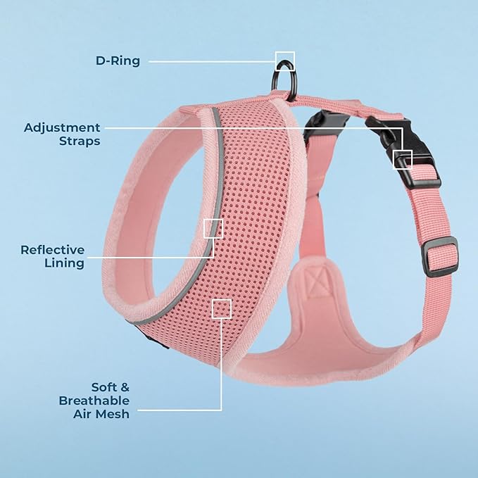 Best Pet Supplies Voyager Aerolite No Pull Mesh Dog Harness, Reflective Stitching, Breathable Harness, Adjustable for Walking, Training, Running, Heavy Duty and Durable, Baby Pink, XL