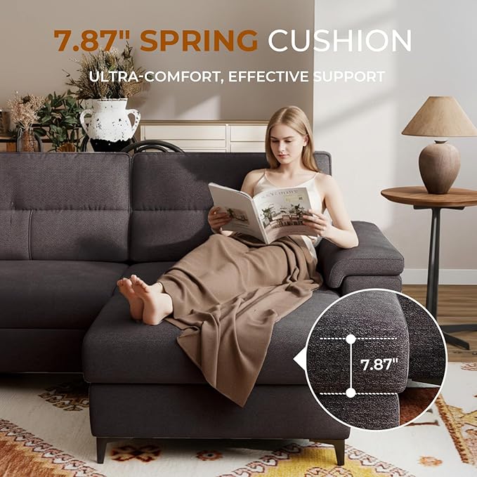 35" Large Storage Ottoman for Living Room, 7.8" Deep Seat Rectangular Ottoman Foot Rest for Couch, Chenille Storage Footstool Load 350 lb （Dark Dray）