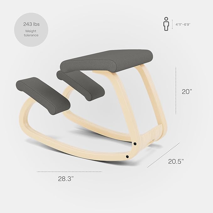Varier Variable Natural/Grey Ergonomic Office Kneeling Chair – Active Sitting, Rocking Seat for Home, Study & Posture Support – 10 Year Quality Guarantee