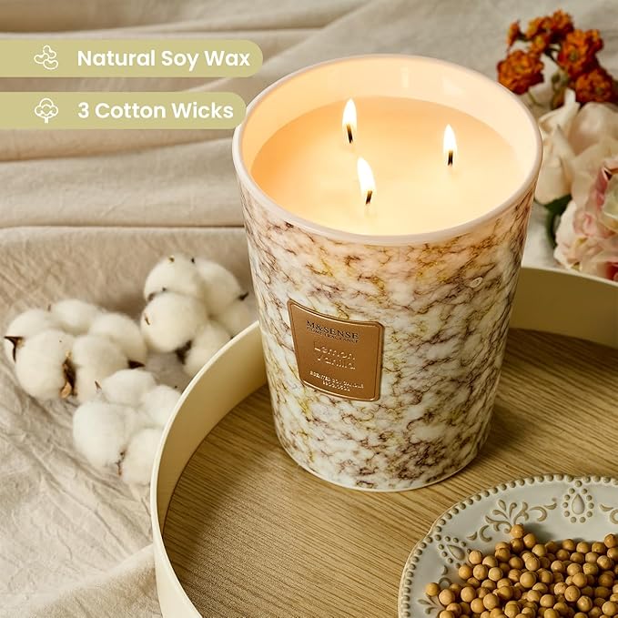 M&SENSE Extra Large Candle 35oz 150H Sugared Lemon Zest Scented Candle, 3 Wick Highly Scented Jar Candle, XL Candles Gift for Stress Relief, Meditation, Yoga