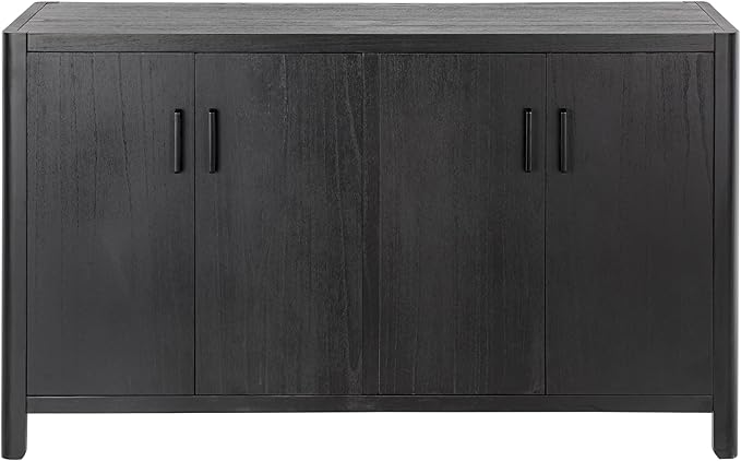 Farmhouse Wood 4-Door Cabinet Sideboard with Smooth Rounded Corners, Rustic Accent Entryway Console Table for Hallway Living Room Dining Room