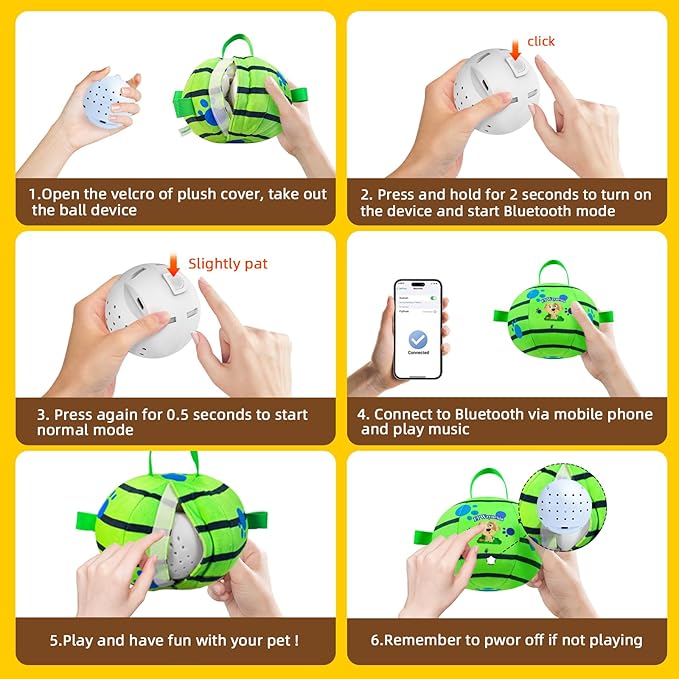 Interactive Dog Toys Chew-Resistant Interactive Dog Ball Nylon Dog Balls with Rope Bluetooth-Enabled for Music Connection Moving Dog Ball Interactive Dog Balls for Medium Dogs