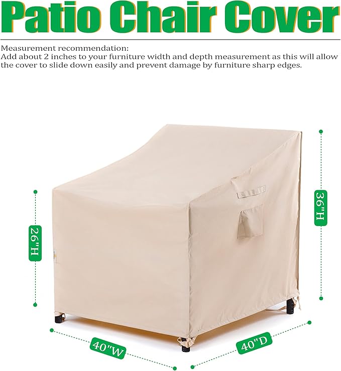 F&J Outdoors Waterproof UV Resistant Large Deep Seat Chair Patio Lounge Chair Cover, 40" W x 40" D x 36" H