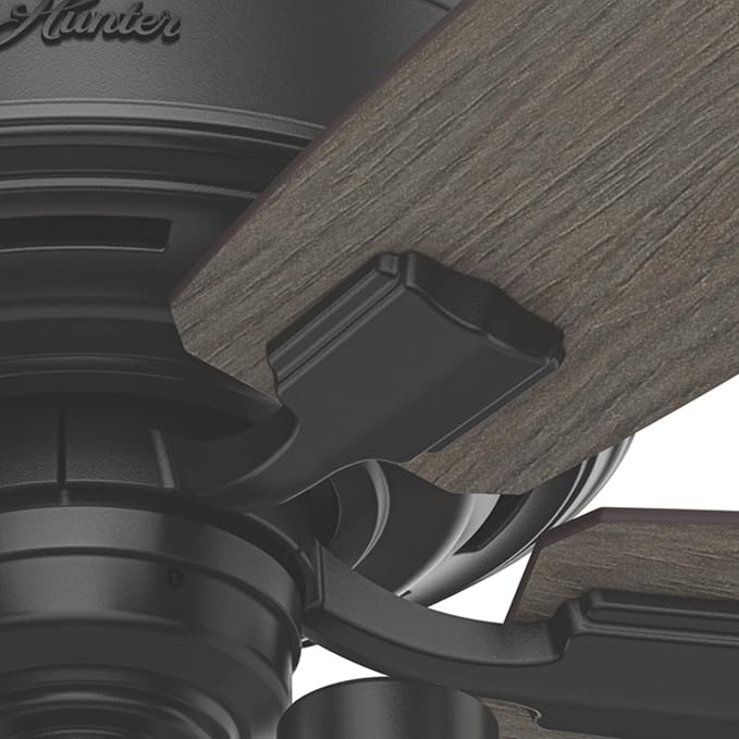 Hunter 52 inch Indoor Ceiling Fan with LED Lights and Remote Control - Black Ceiling Fan, Standard Mount, 5 Blades, For Bedroom, Living Room, or Kitchen, Quiet - Bennett 54189, Matte Black