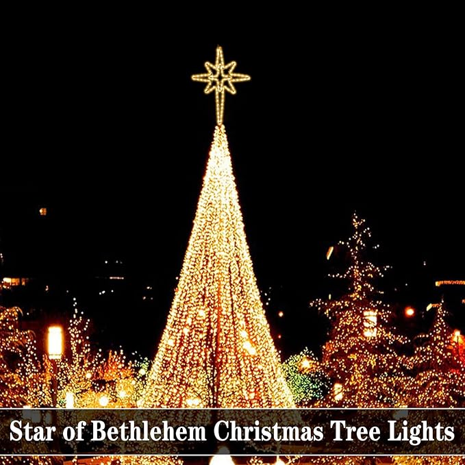 22" Star of Bethlehem Light Christmas Tree Lights,8 Lighting Modes,Metal Frame Waterproof 96 LEDs Warm Yellowish Lights for Christmas New Year Home Party Decoration