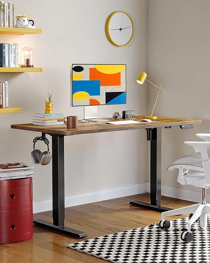 ErGear Electric 71 x 30 inch Standing Desk Workstation, Large Sit Stand up Desk, Memory Computer Home Office Desk, (Vintage Brown) Ships in One Box