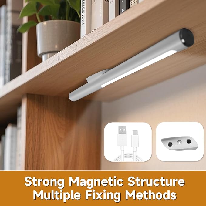 Magnetic Led Desk Lamp: 2 in 1 Reading Lamp with USB Charging Port for Home Bedroom Office Study | Dorm Desk Lamp with 3500-6500k Touch Control Dimming | 5 Brightness Levels | White