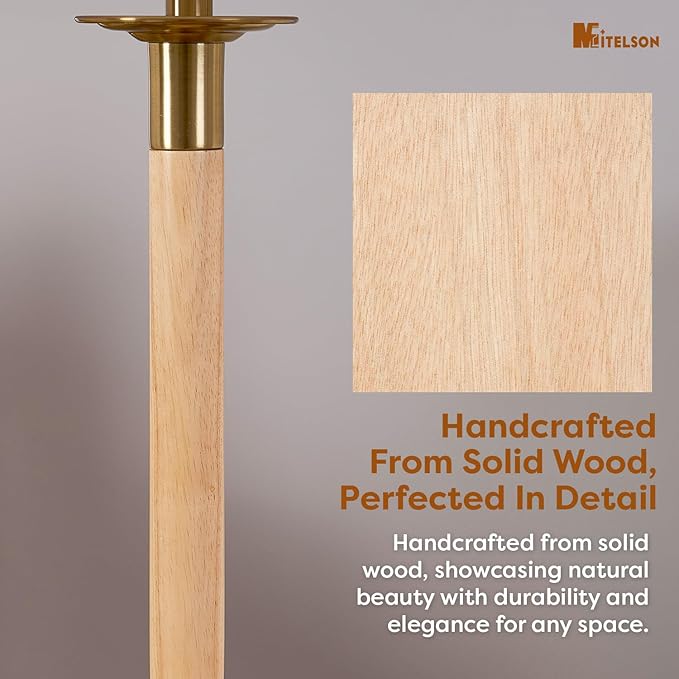 LED Bedside Lamp for Bedroom, Modern Desk Lamp with Dimmable Switch and Bulb, Wood Table Lamp for Nightstand, Desk Reading Lamp for Kids Room Living Room Office, Natural Wood Finish