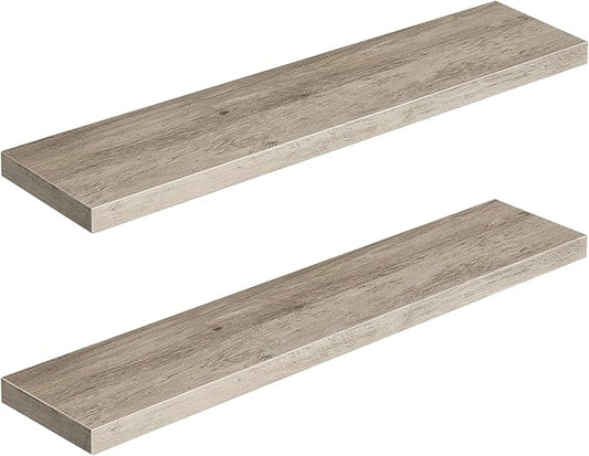 HOOBRO Floating Shelves for Wall, Wall Mounted Shelf Set of 2, 39.4" Hanging Shelf with Invisible Brackets, for Wall in Bathroom, Bedroom, Toilet, Kitchen, Living Room, Office, Greige BG100BJP201