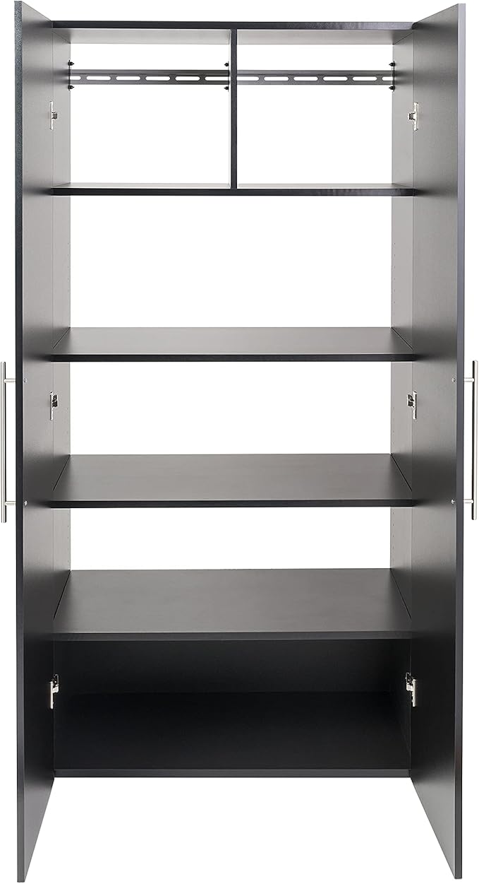 Prepac HangUps Large Storage Cabinet - Immaculate Black 36" Cabinet with Storage Shelves and Doors; Ideal for Bin and General Storage Solutions