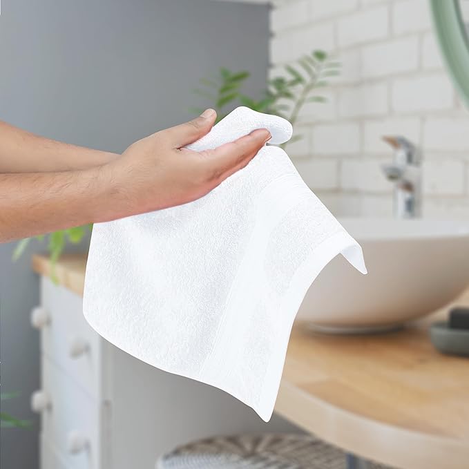 BOUTIQUO Ultra Soft Cotton 6 -Piece Hand Towel Set 16x24 Inch, Ideal for use in Bathroom, Kitchen, Gym, Spa & General Cleaning, Compact & Lightweight Multi Purpose Hand Towels - White