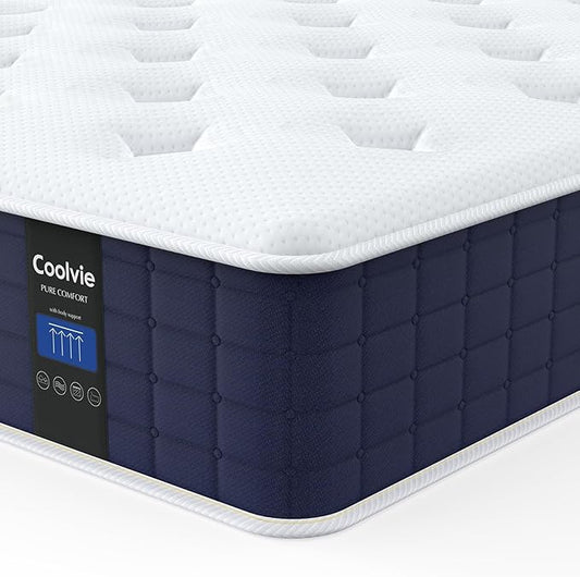 Coolvie Twin XL Hybrid Mattress, 10 Inch Medium Firm Mattress in a Box, Gel Memory Foam for Refresh Sleep and Individual Pocket Springs for Back Pain, CertiPUR-US Certified & Fiberglass Free