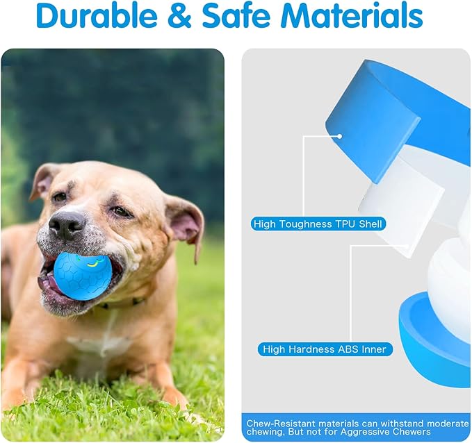 Interactive Dog Ball - 2.2" Durable Motion Activated Pet Bounce Ball for Puppy/Small/Medium Dogs, USB Rechargeable