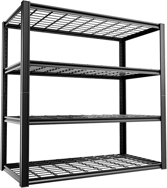 4-Tier 40" W x 19.7" D x 60" H Garage Shelf Heavy Duty Metal Garage Shelving Load 2200LBS Utility Shelves Industrial Rack Adjustable Shelves for Garages Basement Storage Shelves (Black)
