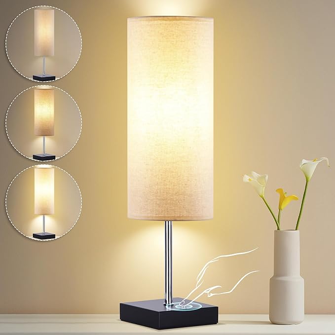 AVV Cordless Table Lamp, 5000mAh Battery Operated Lamp for Night Stand, 3 Modes Battery Powered Wireless Table Lamp, Touch Control Rechargeable Lamp for Bedroom, Living Room, 18 Inch Beige