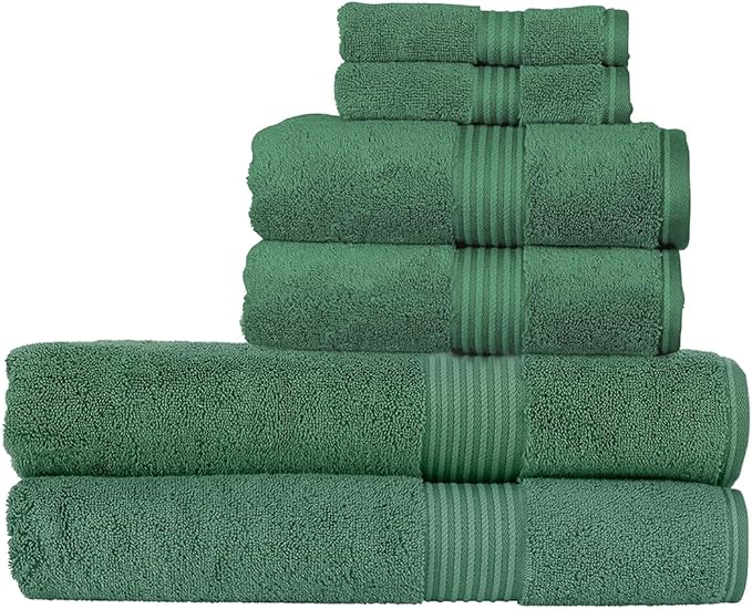 Christy Supreme Hygro 6 Piece Towel Set | Spruce | 100% Luxury Supima Cotton | Ultra Soft | Super Absorbent | 650GSM | 2 Bath Sheets 2 Hand Towels 2 Face Cloths