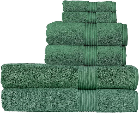 Christy Supreme Hygro 6 Piece Towel Set | Spruce | 100% Luxury Supima Cotton | Ultra Soft | Super Absorbent | 650GSM | 2 Bath Sheets 2 Hand Towels 2 Face Cloths