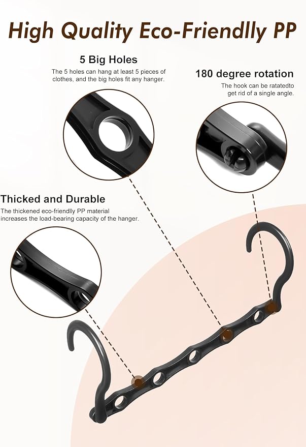 HOUSE DAY Closet Organizers and Storage 6 Pack, College Dorm Room Essentials, Multifunctional Organizer Magic Space Saving Hangers with 5 Holes, Storage Organization for Wardrobe Closet