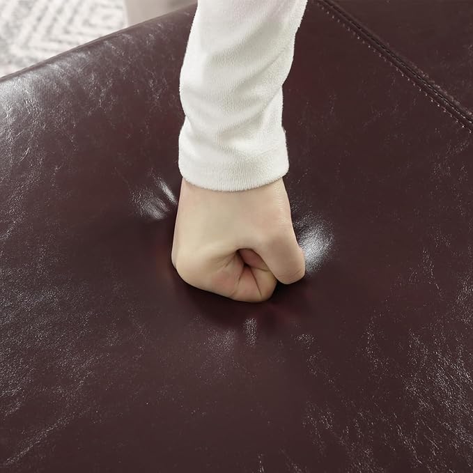 Joveco 47 Inch Storage Ottoman Bench,Tufted Leather Storage Bench with Nailhead Trim for Bedroom (47”,Auburn)