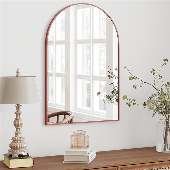 24x36 Arch Mirror Square Wall Mounted Metal Frame Mirrors for Entryway Bedroom Bathroom Living Room 24 36 inch Rosegold