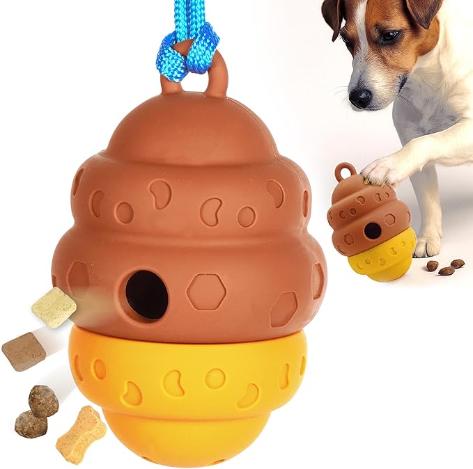Race&Herd Dog Puzzle Toy, Dog Treat Toy for Enrichment, Treat Dispensing Toys for Mental Stimulation, Feeder Topple Toy, Food Puzzle Feeder and Dispenser for Boredom Relief