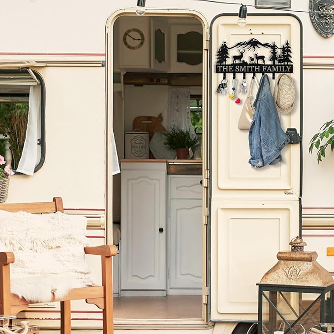 Personalized Key Holder for Wall - Metal Key Hooks for Wall Organizer, Deer Forest Theme Key Rack Wall Mount, Key Hanger Organizer for Kitchen, Entryway, Hallway, Office Decor