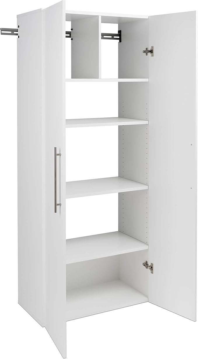 Prepac HangUps 30" Large Garage Cabinet, Bathroom Cabinet Wall Mount, Ideal for Garage, Kitchen and Laundry Organization 30" W x 72" H x 16" D, White