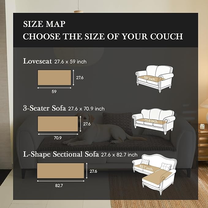 Couch Covers for 3 Cushion Couch Sofa Pet Friendly,Non-Slip Sofa Cover Washable