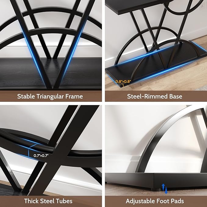 43" Console Table, Industrial Entryway Table with Storage Shelf, Narrow Wood Sofa Table with Metal Frame for Living Room, Hallway, Foyer, Entrance, Black