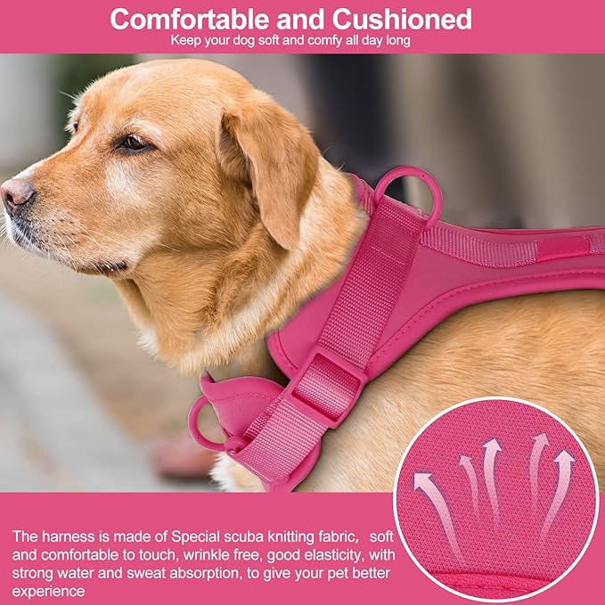 Wisedog No Pull Lightweight Dog Vest Harness with Soft and Comfortable Cushion, Breathable Mesh, for Small Medium Large Dogs Walking (XS(Neck: 7.48"-10.63";Chest: 10.63"-15.35"), Peacock Pink)