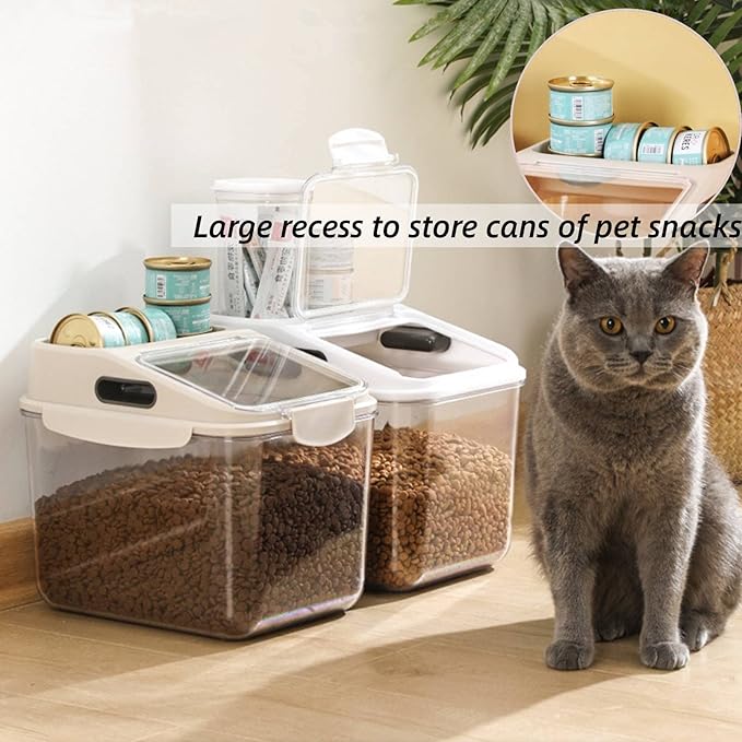 Fhiny 5.5LB Dog Food Storage Container, Airtight Pet Treat Bin Translucent Dry Food Grain Storage Barrels Sealed Bucket Moisture-Proof Plastic Cat Puppy Food Bin with Seal Locking Lid Keep Fresh