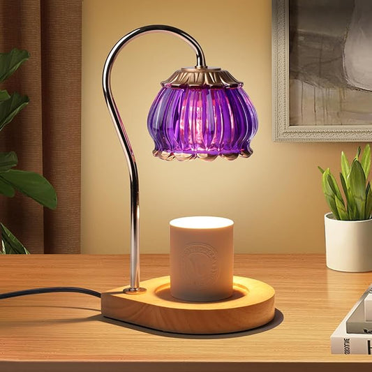 Candle Warmer Lamp with Timer, Dimmable Candle Warmer Lantern Light Gift Electric Fragrance Candle Holders for Warming House Warming Home Decoration Gifts for Women,Purple