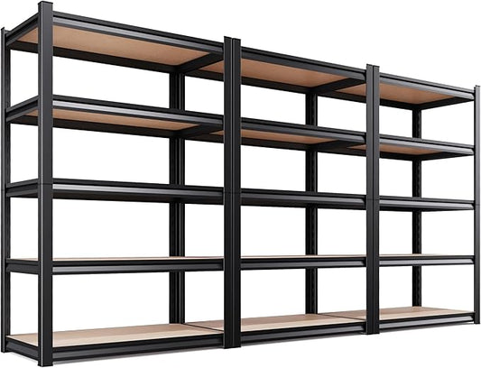 Set of 3 Garage Shelving-2050 lbs 5 Tier Storage Shelves,Adjustable Heavy Duty Metal Shelving Unit and Storage Large Rack,Utility Steel Shelf For Warehouse Industrial Pantry Basement 78"x46"x20"
