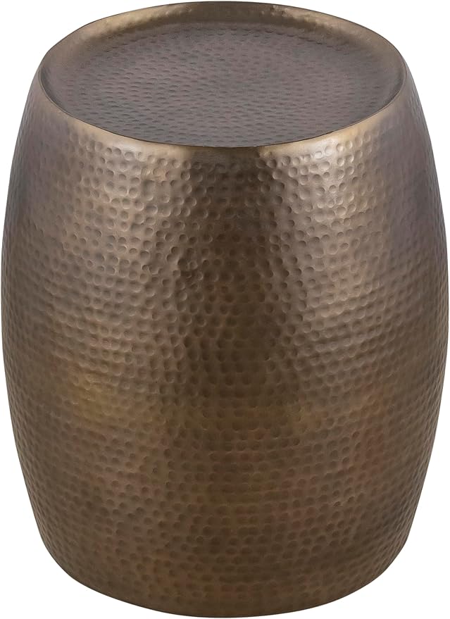 ET501 Modern Contemporary Aluminum Material 21" Height End Table, Side Table with Hand Hammered Design Antique Gold