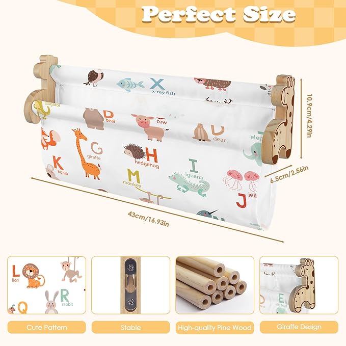 Floating Book Shelves for Wall Set of 4 Wood Nursery Bookshelves for Kids Room 16.9 Inch Kids Bookshelf for Books Toys and Decor,Wall Mounted Storage for Baby Boys Girls Bedroom Living Room