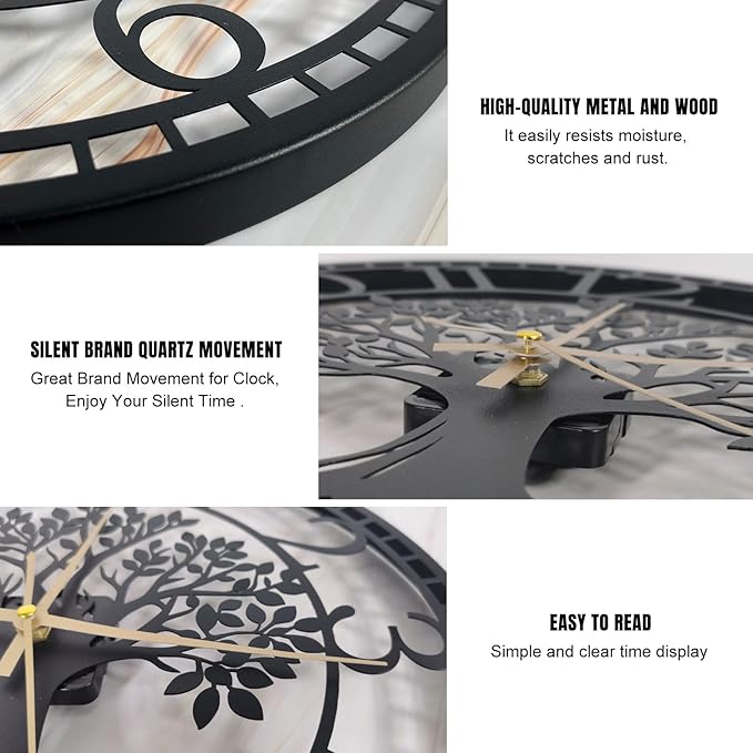 Big Wall Clock - Wall Clocks for Living Room Decor, Quiet and No Ticking Suitable for Wall Decor, Living Room Decoration, Kitchen Decoration