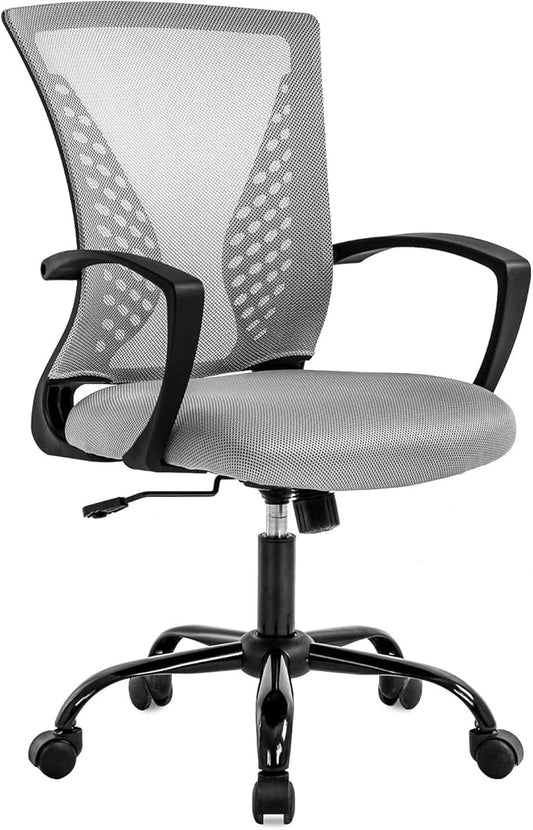 Office Chair Ergonomic Desk Chair Mesh Computer Chair with Lumbar Support Armrest Mid Back Rolling Swivel Task Adjustable Chair for Women Adults, Grey
