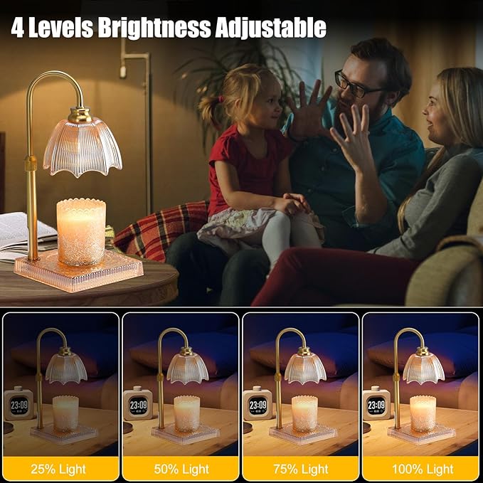 Candle Warmer Lamp with Timer - Electric Wax Melt Warmer with Adjustable Height and Dimmer for Scented Candle Wax, Homer Décor and House Warming Birthday Gifts for Women Mom